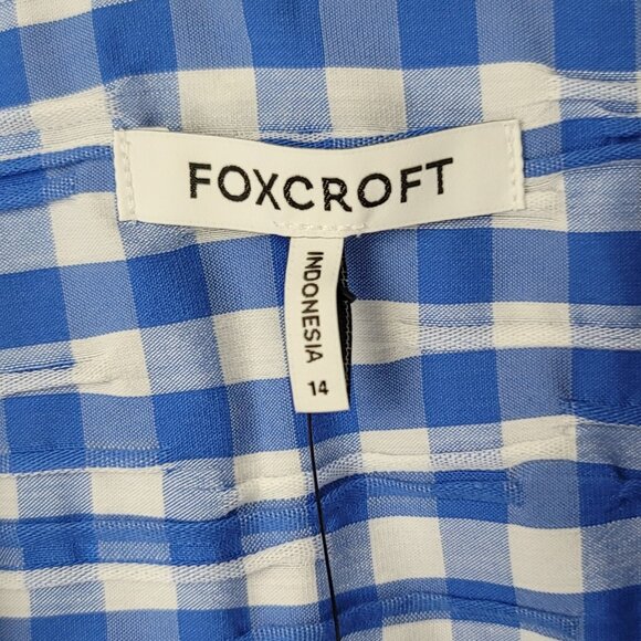 Foxcroft Textured Pandora Shirt Blue Sz 14 - Picture 6 of 8